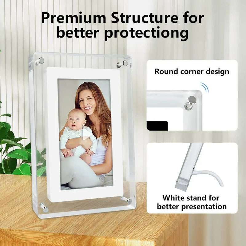 7 Inch Acrylic HD Digital Photo Frame Desktop Smart Motion Video Player Ornament(UK Plug)