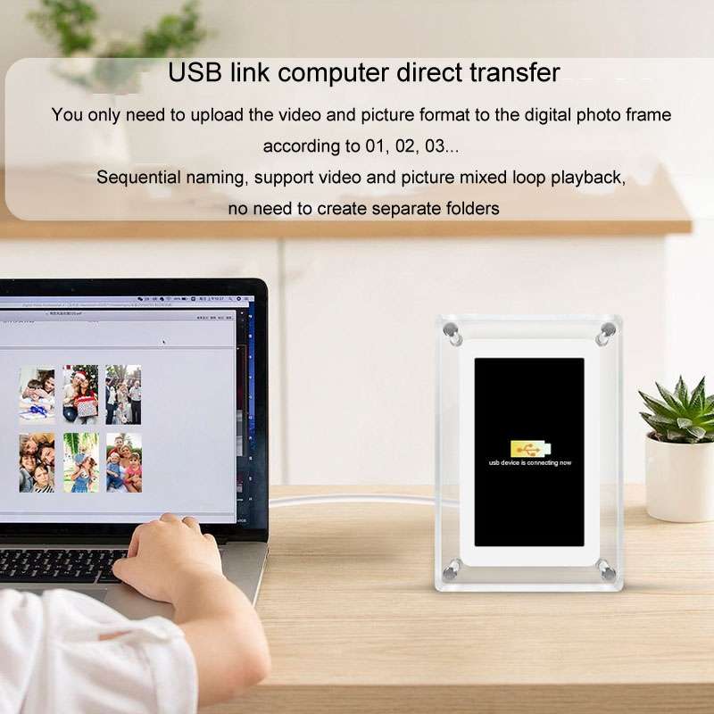 7 Inch Acrylic HD Digital Photo Frame Desktop Smart Motion Video Player Ornament(UK Plug)