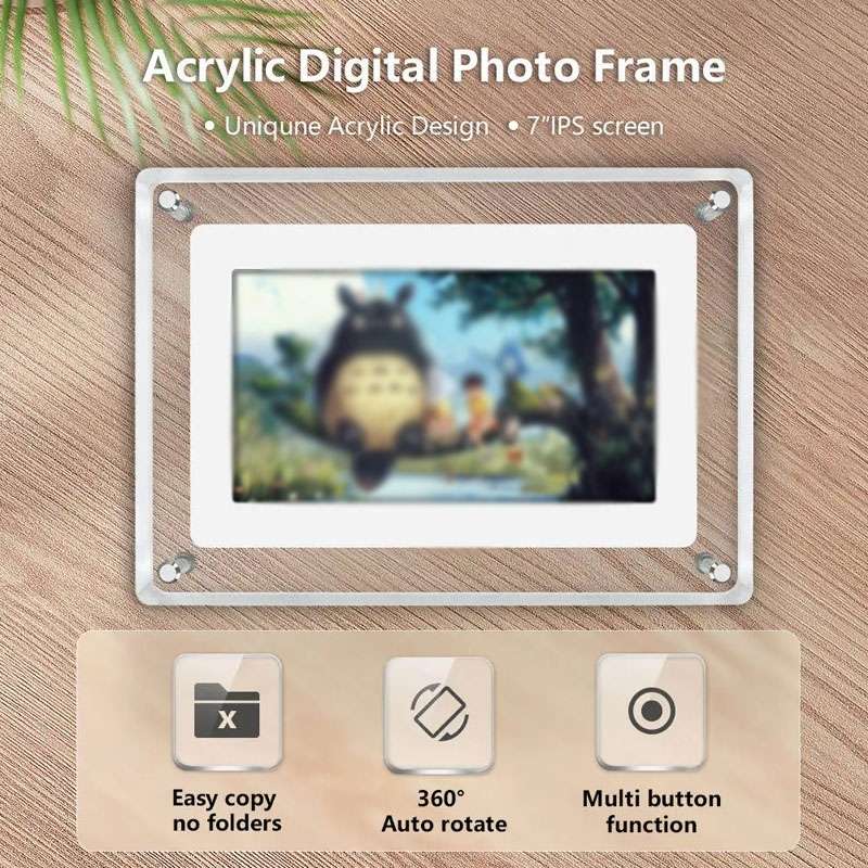 7 Inch Acrylic HD Digital Photo Frame Desktop Smart Motion Video Player Ornament(UK Plug)