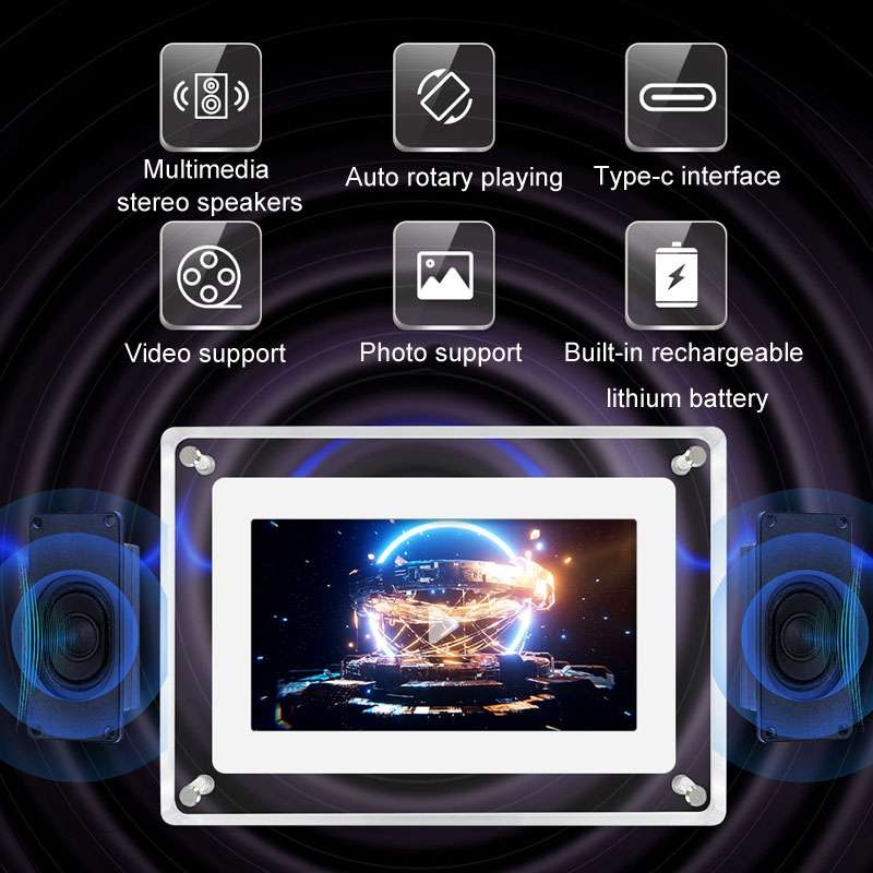 7 Inch Acrylic HD Digital Photo Frame Desktop Smart Motion Video Player Ornament(UK Plug)