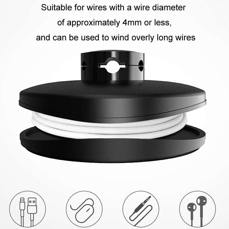 BEN.JACK Desktop Data Cable Storage Buckle Headphone Cable Holder(Black)