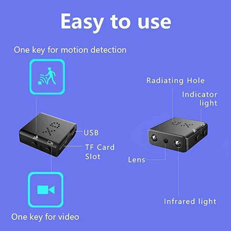 XD Camera 1080p HD Video Smart IR-CUT Infrared Night Vision Sports Camera(Direct Version No Battery)