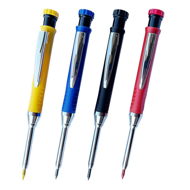 Metal Long Tip Deep Hole Woodworking Pencil Quick Dry Marker, Color: Yellow Pen