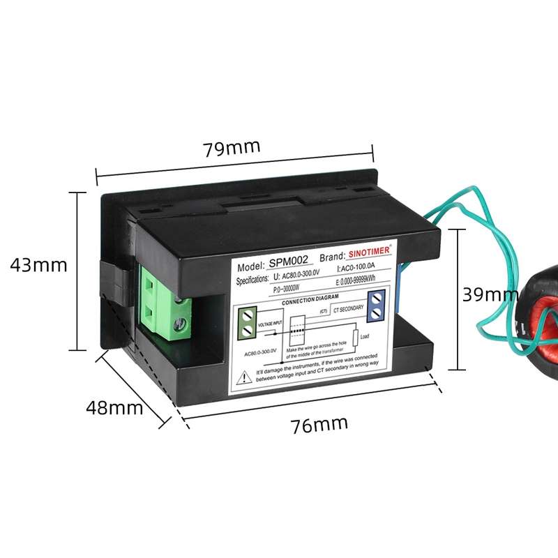 SINOTIMER SPM002 Liquid Crystals AC Digital Voltage And Current Meter Power Monitor, Specification: