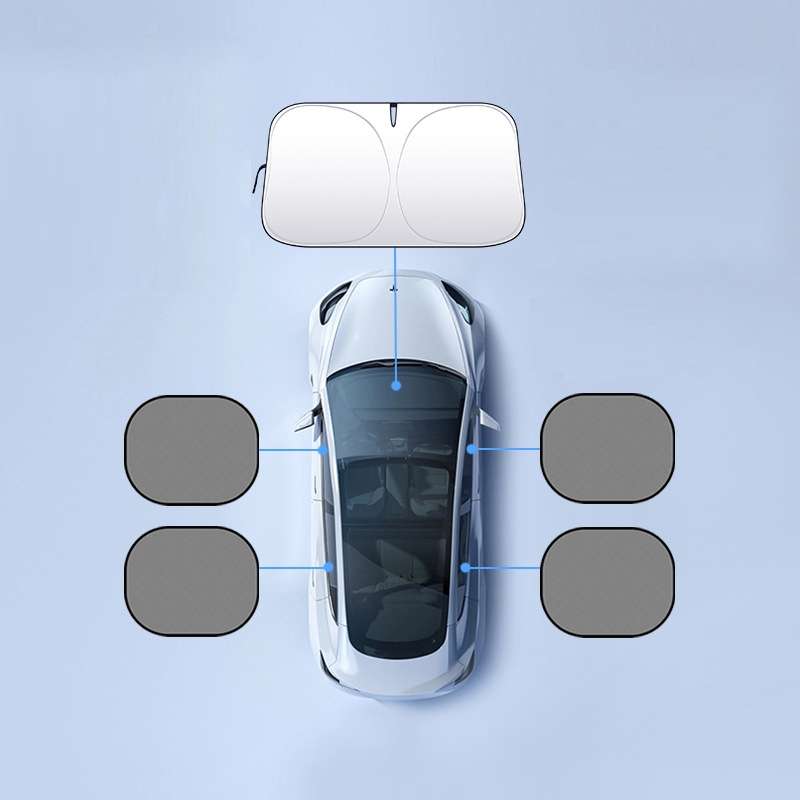 Car Front Windshield Heat Insulation Sun Protection Visor, Specification: Large Front Baffle + 4 Sid