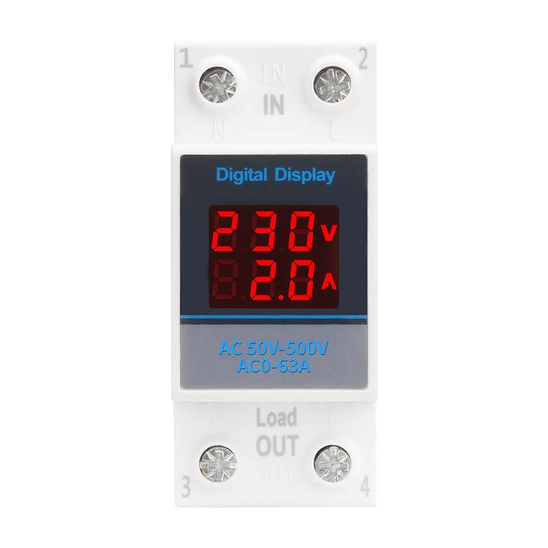 SINOTIMER SDM002 Household DIN Rail Single-Phase AC Dual Display Voltage And Current Meter(100A Exte