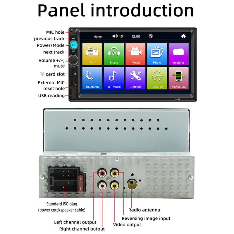 Car Universal Touch Screen MP5 Player Rear View Portable Bluetooth Radio