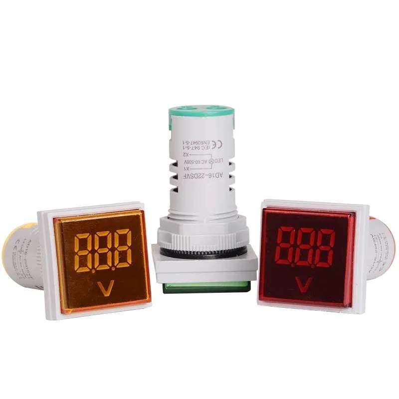 SINOTIMER ST17V AC Voltage Signal Indicator 22mm Square LED Digital Display Voltage Head AC 60-500V(