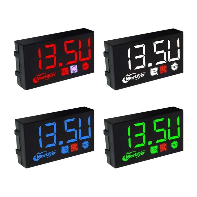 Compact LED Digital Display Time Voltmeter, Specification: 2 in 1 Water Temperature White