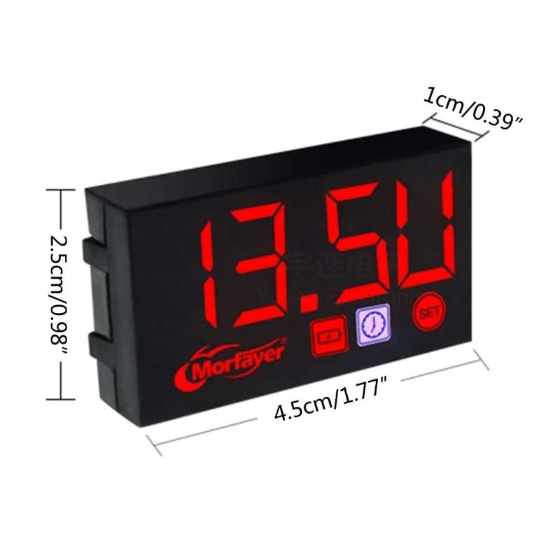 Compact LED Digital Display Time Voltmeter, Specification: 2 in 1 Water Temperature White