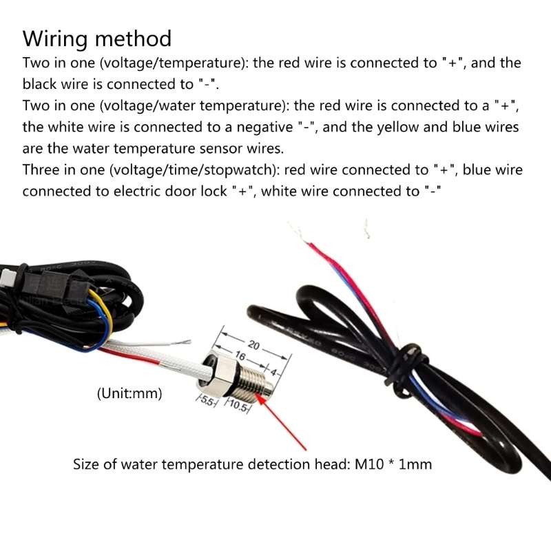 Compact LED Digital Display Time Voltmeter, Specification: 2 in 1 Water Temperature White