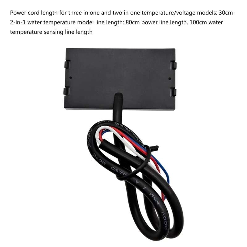 Compact LED Digital Display Time Voltmeter, Specification: 2 in 1 Water Temperature White
