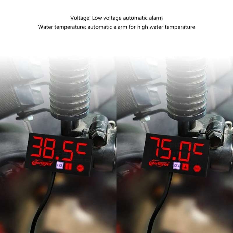 Compact LED Digital Display Time Voltmeter, Specification: 2 in 1 Water Temperature White