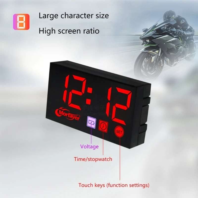 Compact LED Digital Display Time Voltmeter, Specification: 2 in 1 Water Temperature White