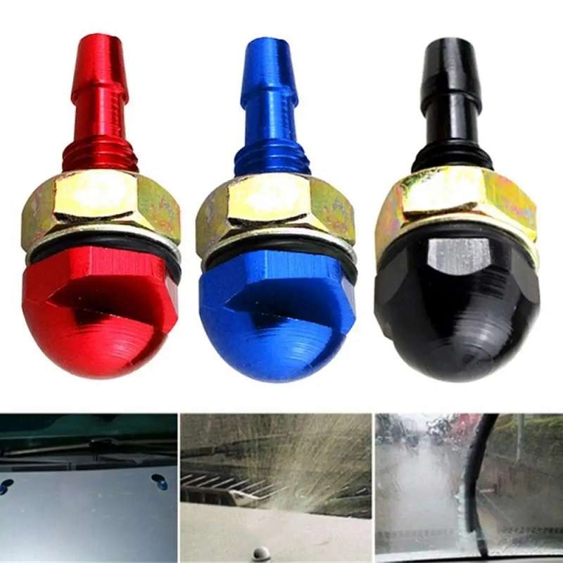 2pcs /Set Automotive Glass Washer Sprayer Aluminum Cap Nozzle(Blue)