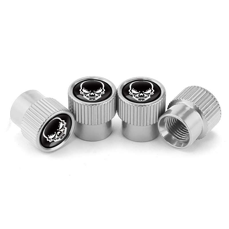 4pcs /Set Skeleton Car Tire Universal Aluminum Valve Cap(Silver)