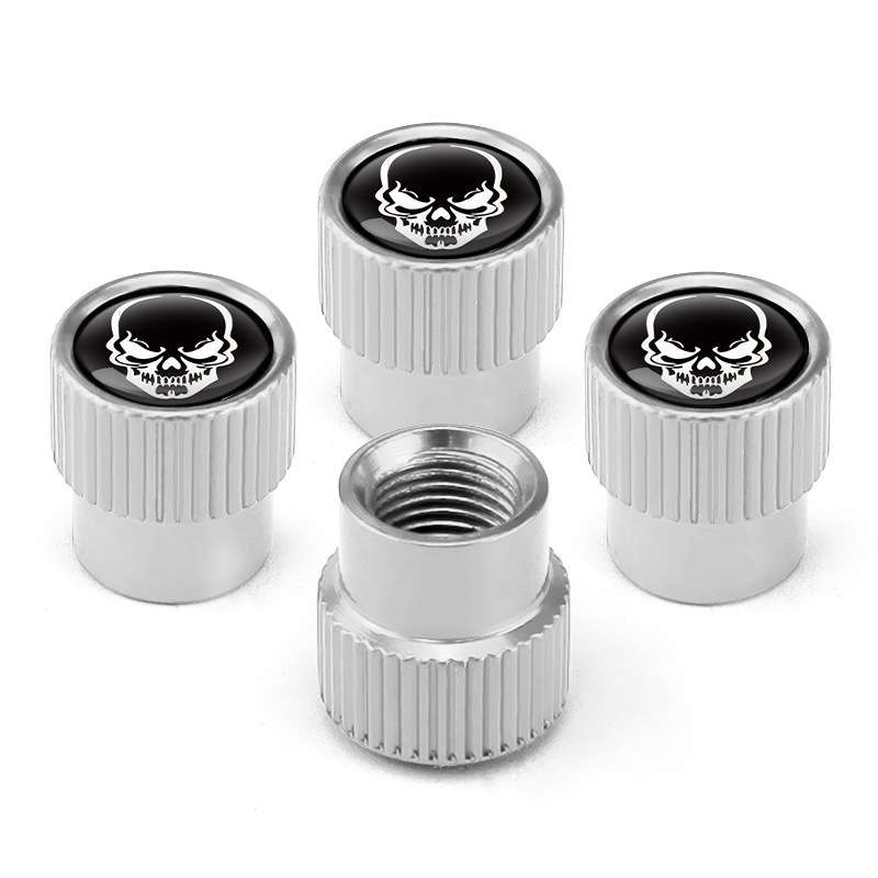 4pcs /Set Skeleton Car Tire Universal Aluminum Valve Cap(Silver)