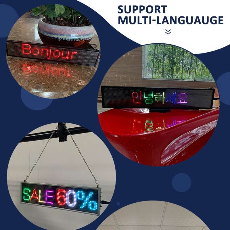 Wifi Scrolling LED Sign Message Board Support Multi-Languauge Colorful 820x95x15mm (Black Frame)
