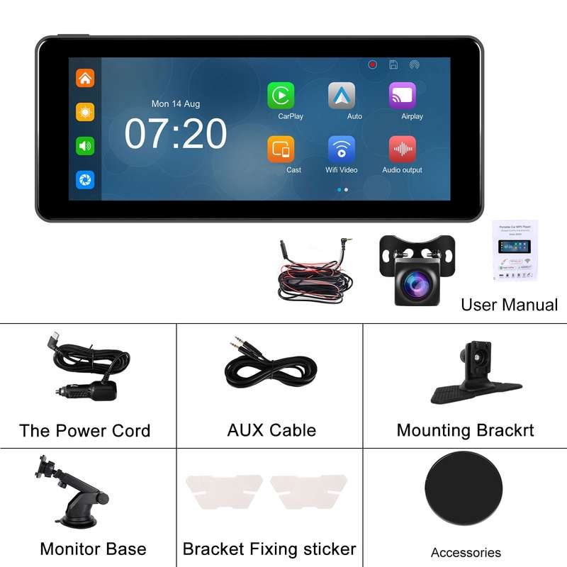 6.86 Inch 4KDVR Smart Screen Player, Specification: Standard+Reversing Camera