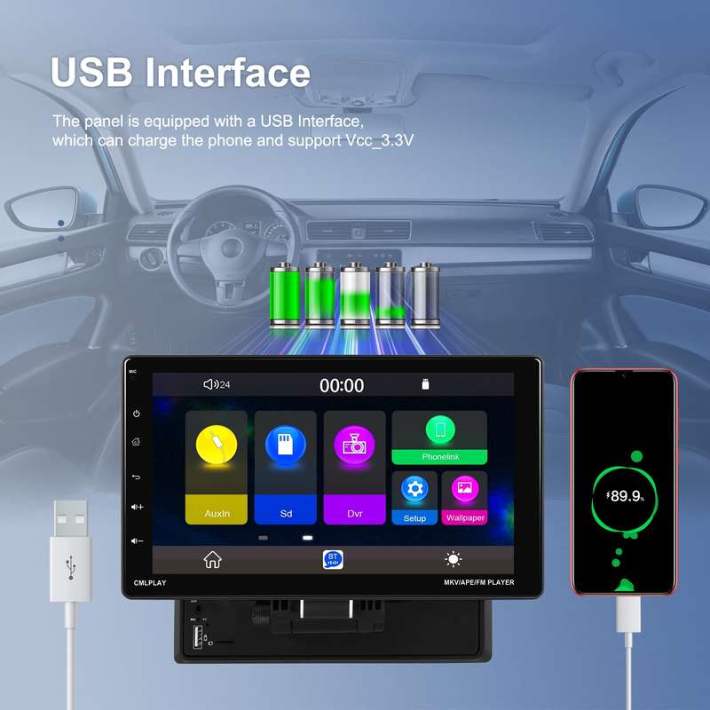 9 Inch Disassembly Screen MP5 Player Android Wireless CarPlay Reversing Image Integrated Machine(Sta