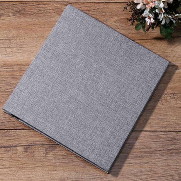 Simple Linen Self-adhesive Film Album Retro Family Large Capacity Handmade Creative Gifts(Gray White