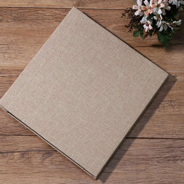 Simple Linen Self-adhesive Film Album Retro Family Large Capacity Handmade Creative Gifts(Gray White