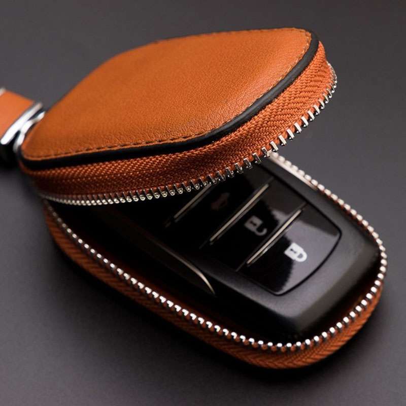 Leather Men Multifunctional Car Key Bag Large Capacity Universal Waist Hanging Key Storage Bag(Blue)