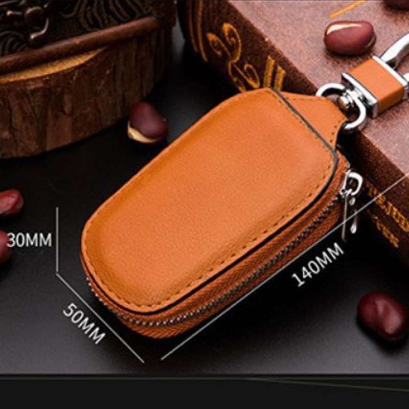 Leather Men Multifunctional Car Key Bag Large Capacity Universal Waist Hanging Key Storage Bag(Blue)