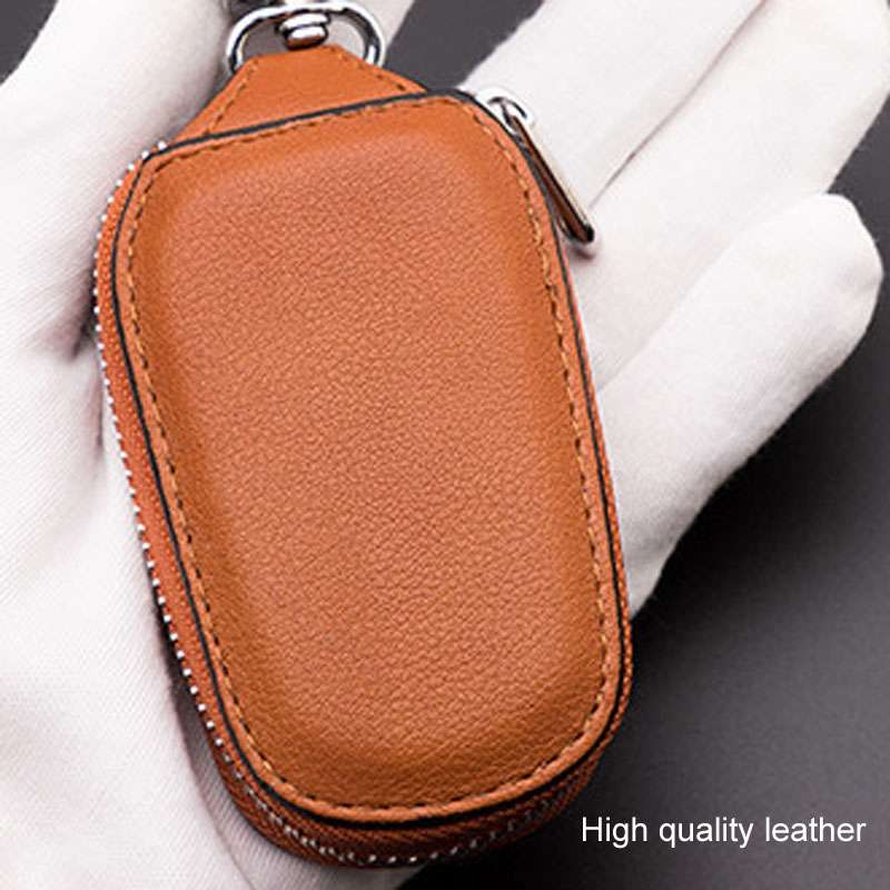 Leather Men Multifunctional Car Key Bag Large Capacity Universal Waist Hanging Key Storage Bag(Blue)
