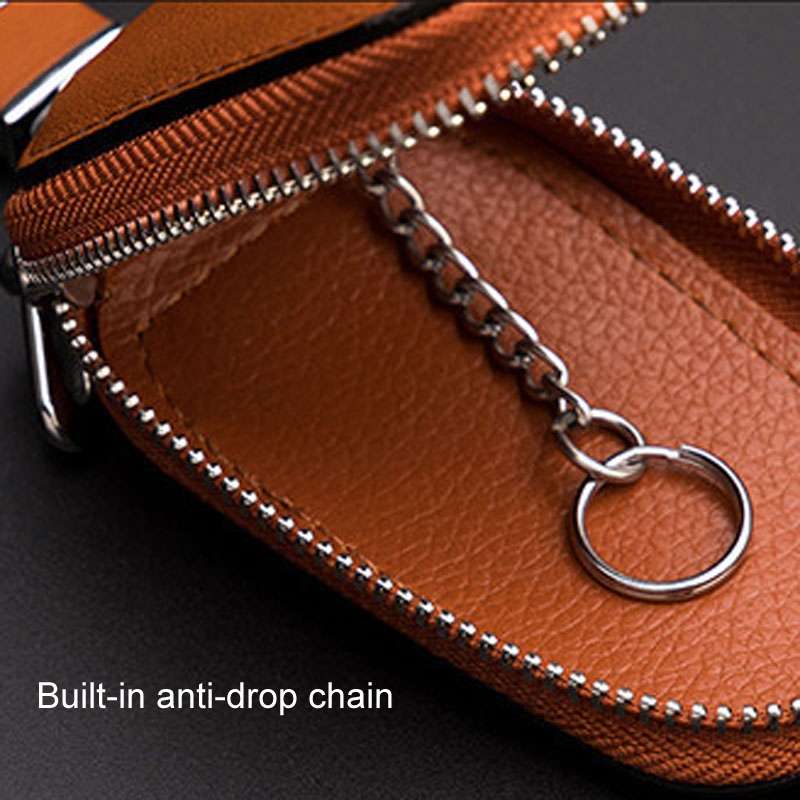 Leather Men Multifunctional Car Key Bag Large Capacity Universal Waist Hanging Key Storage Bag(Blue)