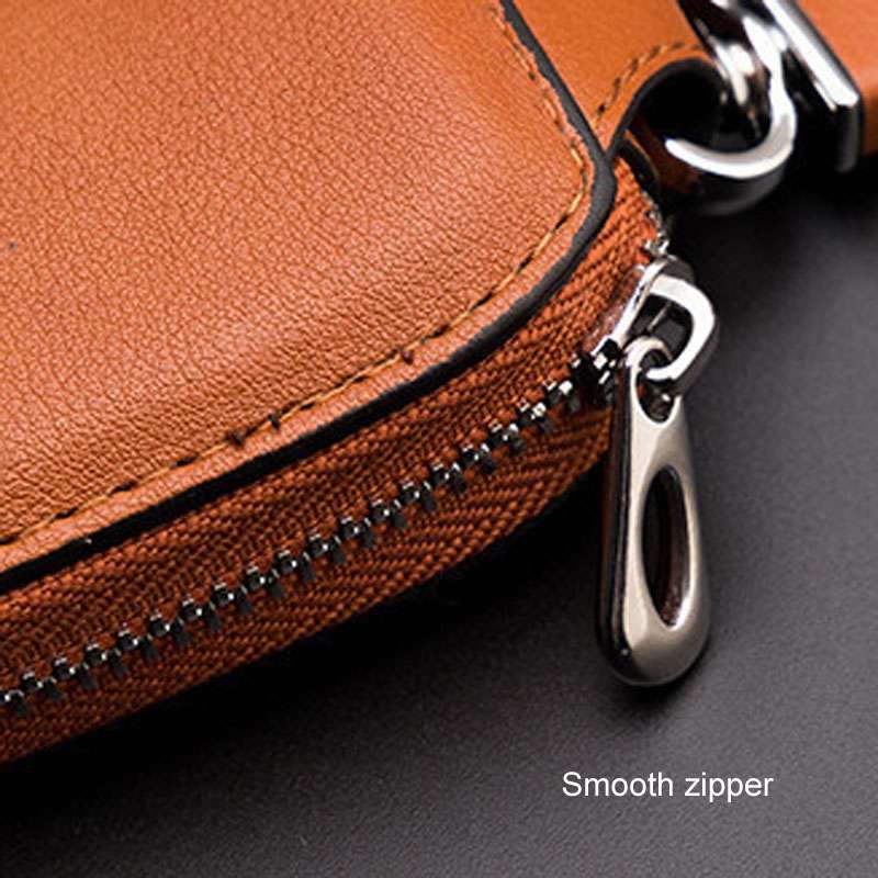 Leather Men Multifunctional Car Key Bag Large Capacity Universal Waist Hanging Key Storage Bag(Blue)