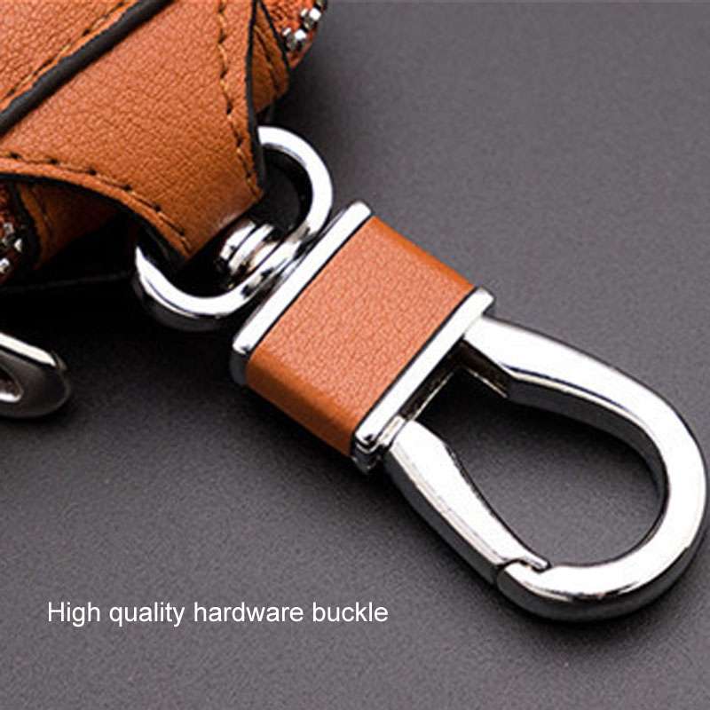 Leather Men Multifunctional Car Key Bag Large Capacity Universal Waist Hanging Key Storage Bag(Blue)