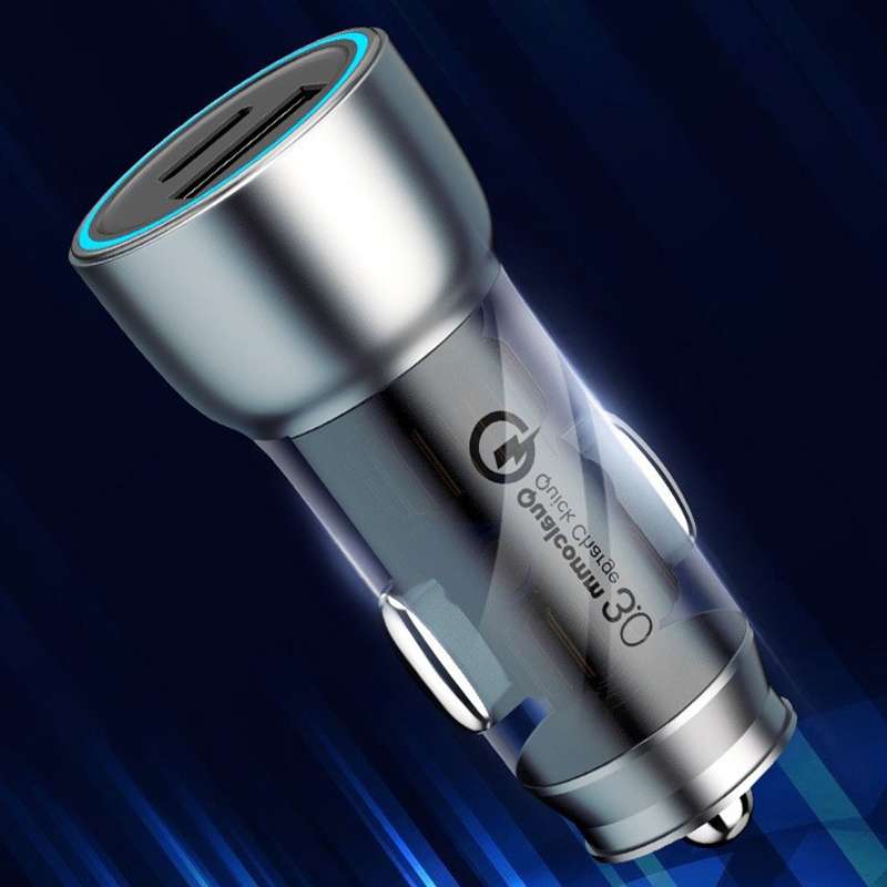 QIAKEY Vehicle Dual Port Fast Charging Charger One To Two Cigarette Lighter, Model: TK518 Blue