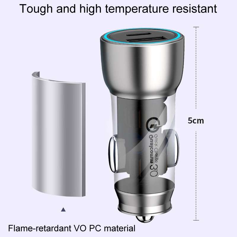 QIAKEY Vehicle Dual Port Fast Charging Charger One To Two Cigarette Lighter, Model: TK518 Blue