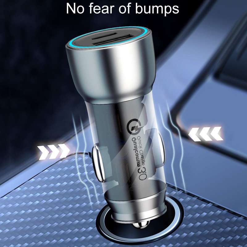 QIAKEY Vehicle Dual Port Fast Charging Charger One To Two Cigarette Lighter, Model: TK518 Blue