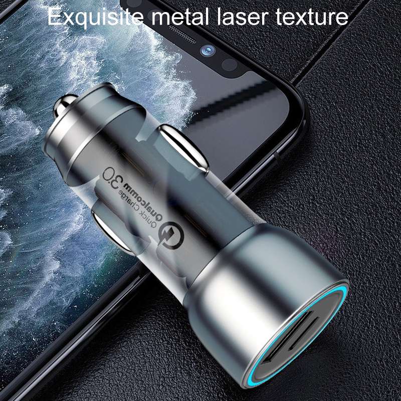 QIAKEY Vehicle Dual Port Fast Charging Charger One To Two Cigarette Lighter, Model: TK518 Blue