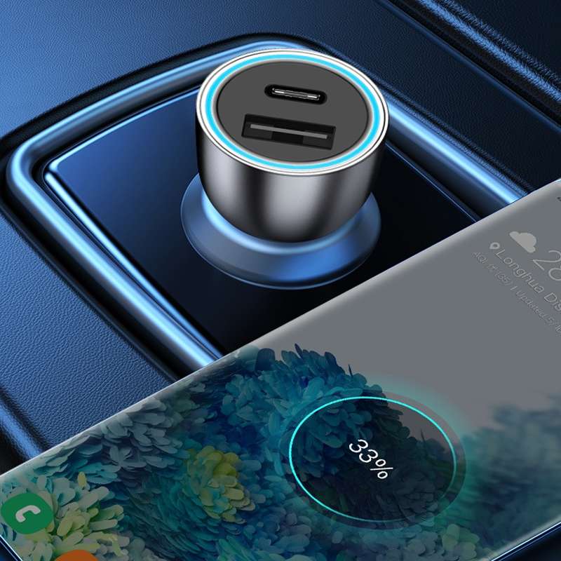 QIAKEY Vehicle Dual Port Fast Charging Charger One To Two Cigarette Lighter, Model: TK518 Blue