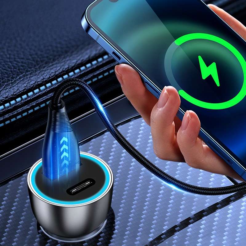 QIAKEY Vehicle Dual Port Fast Charging Charger One To Two Cigarette Lighter, Model: TK518 Blue