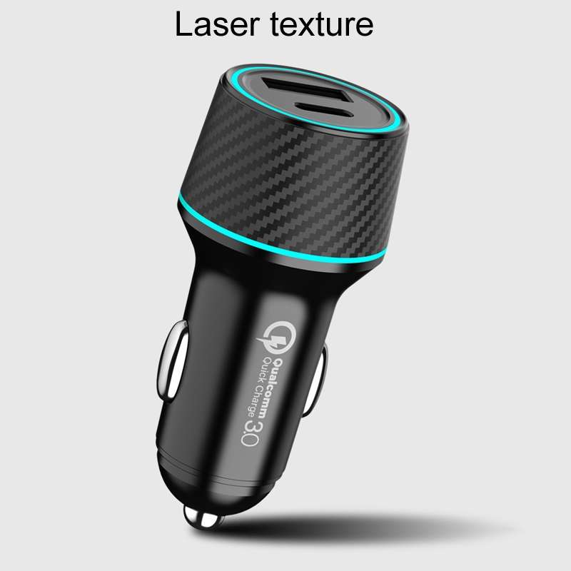 QIAKEY Dual Fast Charging Charger One To Two Cigarette Lighter, Size: TH215 43W(Black)