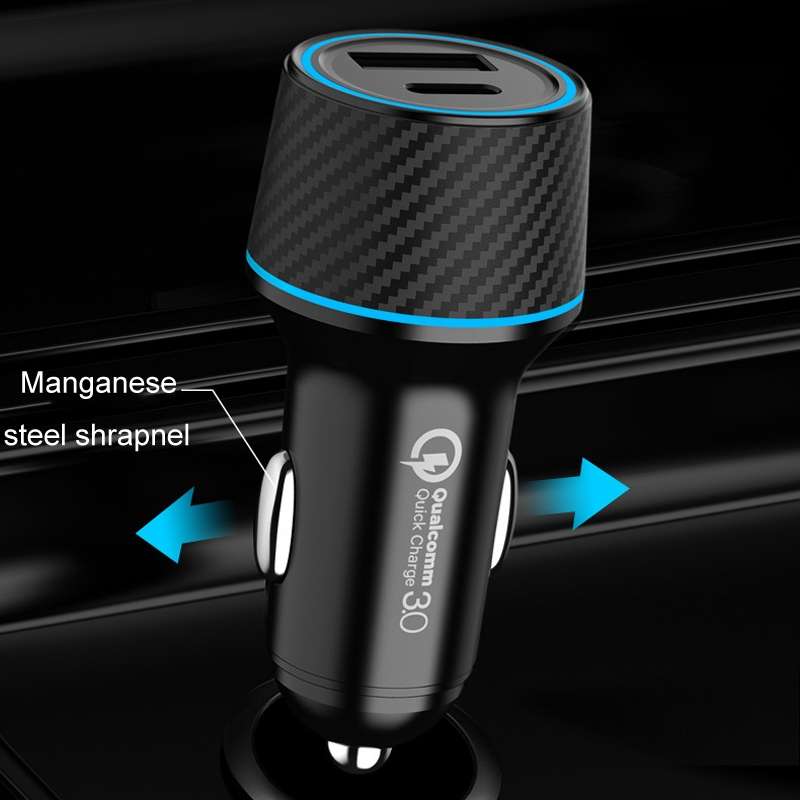 QIAKEY Dual Fast Charging Charger One To Two Cigarette Lighter, Size: TH215 43W(Black)