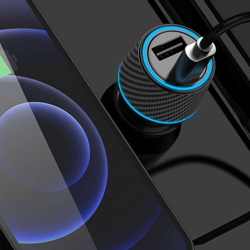 QIAKEY Dual Fast Charging Charger One To Two Cigarette Lighter, Size: TH215 43W(Black)