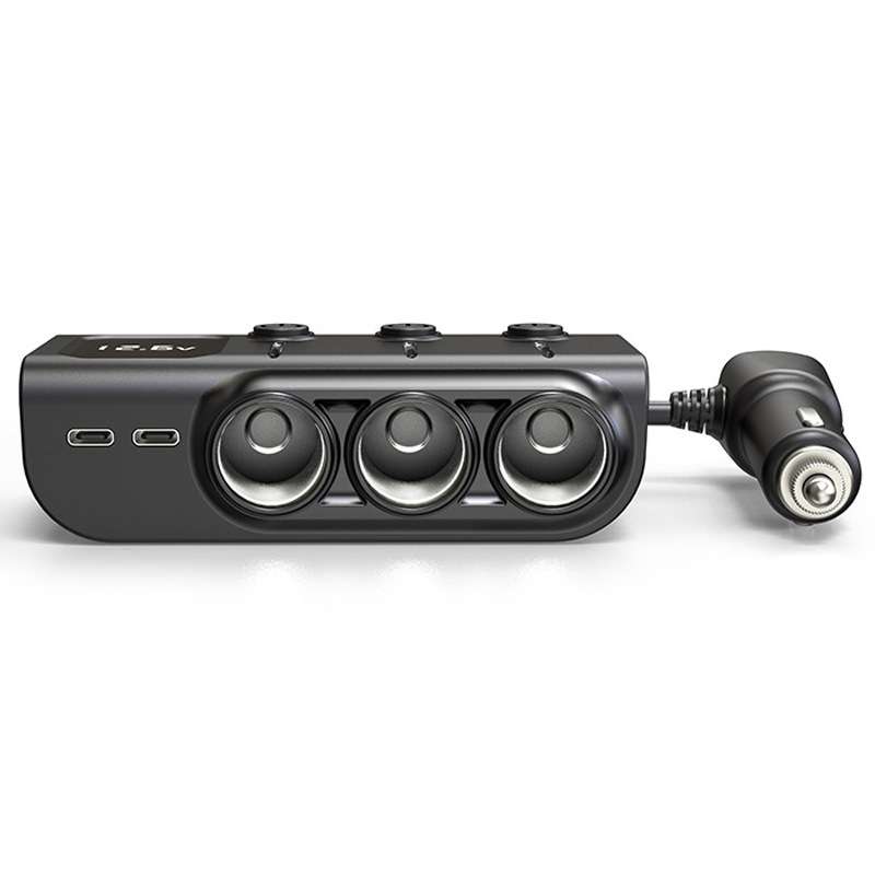 120W Digital Display Cigarette Lighter Car Fast Charging Charger(Black)
