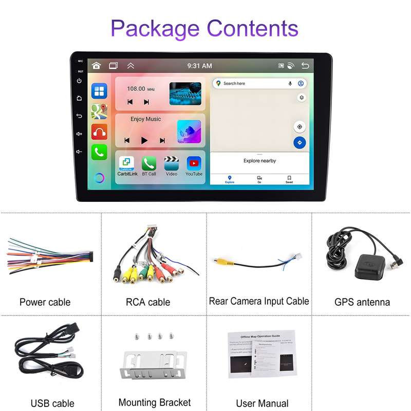 9 inch 6+128G Android Universal HD Large Screen Car Bluetooth Player Android GPS Navigation Integrat