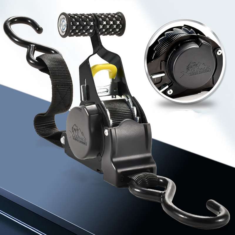 Auto Retract Tensioner Automobile And Motorcycle Cargo Fixing Straps(Black)