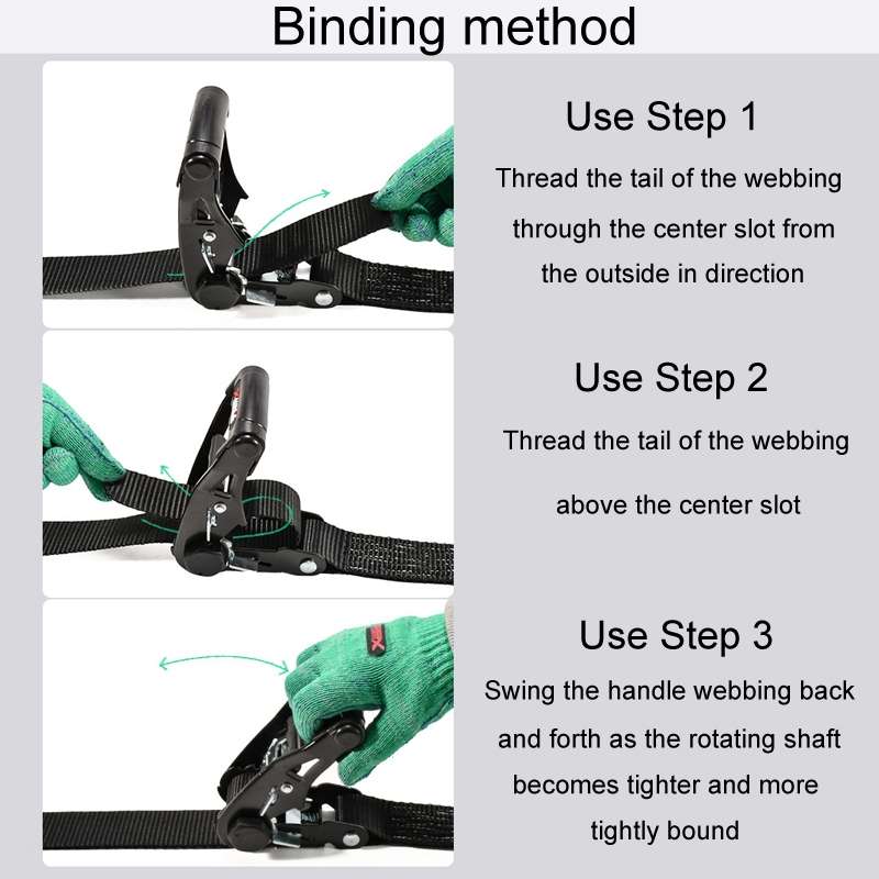 Motorcycle Ratchet Tensioner Cargo Bundling And Luggage Fixing Straps, Length: 3m