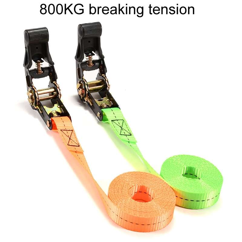 Motorcycle Ratchet Tensioner Cargo Bundling And Luggage Fixing Straps, Specification: Orange 2m