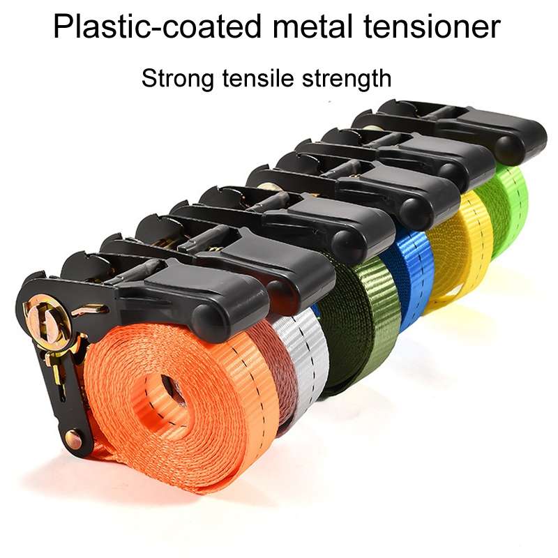 Motorcycle Ratchet Tensioner Cargo Bundling And Luggage Fixing Straps, Specification: Orange 2m