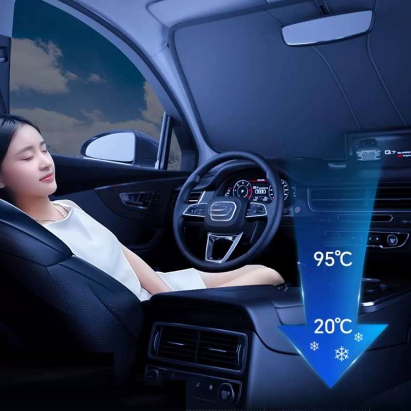 145x80cm Car Front Windshield Sun Protection Laser Sunshade Blinds, Style: Double Circle Sun Visor
