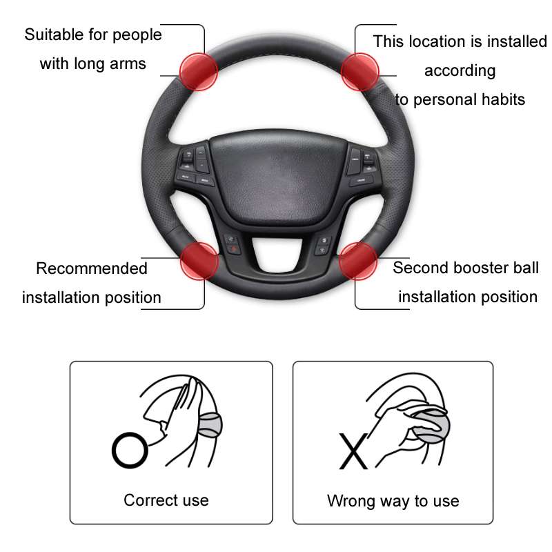 Steering Wheel One-Hand Turning Bearing Type Power-Saving Ball(Black)