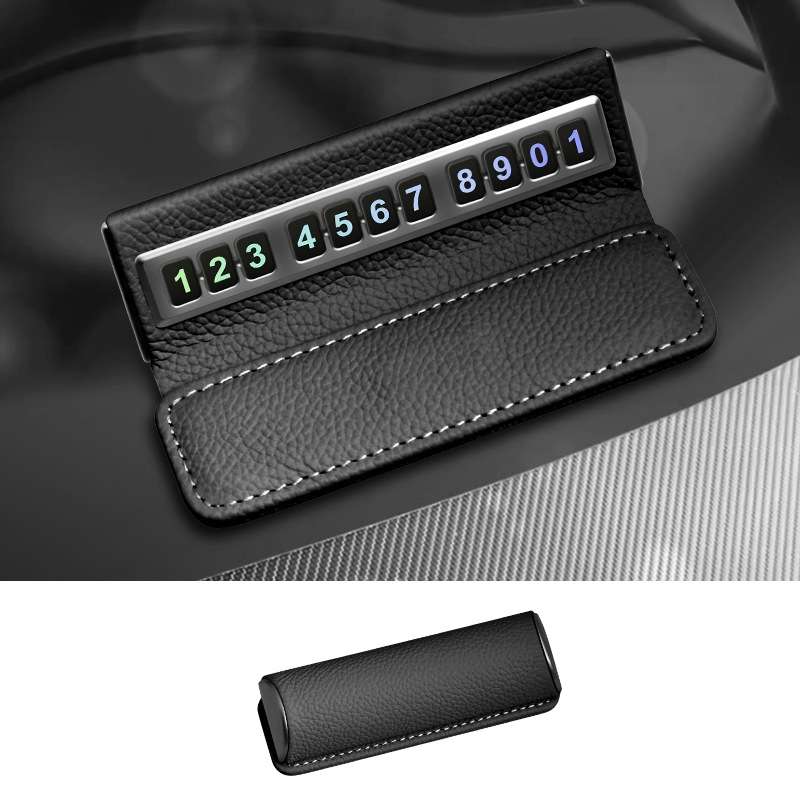 Car Front Windshield Temporary Parking Number Plate Interior Decoration(Black)